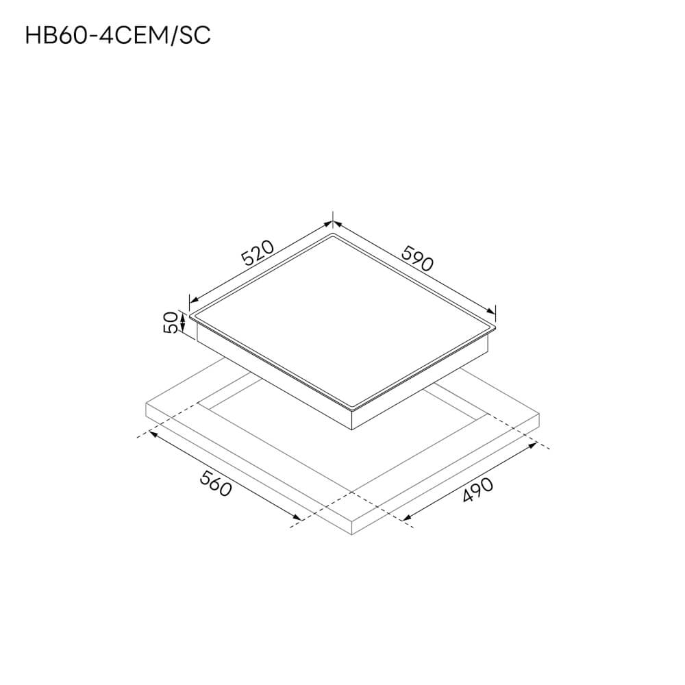 เตาฝังเซรามิค 4 หัว EVE รุ่น HB60-4CEM/SC ขนาด 60 ซม. สีดำ_2